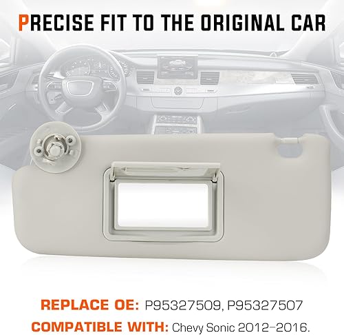 Miniatura 9 de Youxmoto Visera solar para Chevy Sonic 2012-2019Spark 2013 2014 2015 2016, color gris, para conducción izquierda y derecha del lado del pasajero,