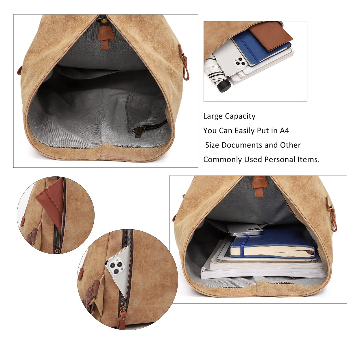 Zaino vintage in tela - Zaino da viaggio grande casual Zaino da viaggio all'aperto Zaini da trekking Borsa a tracolla per uomo Donna