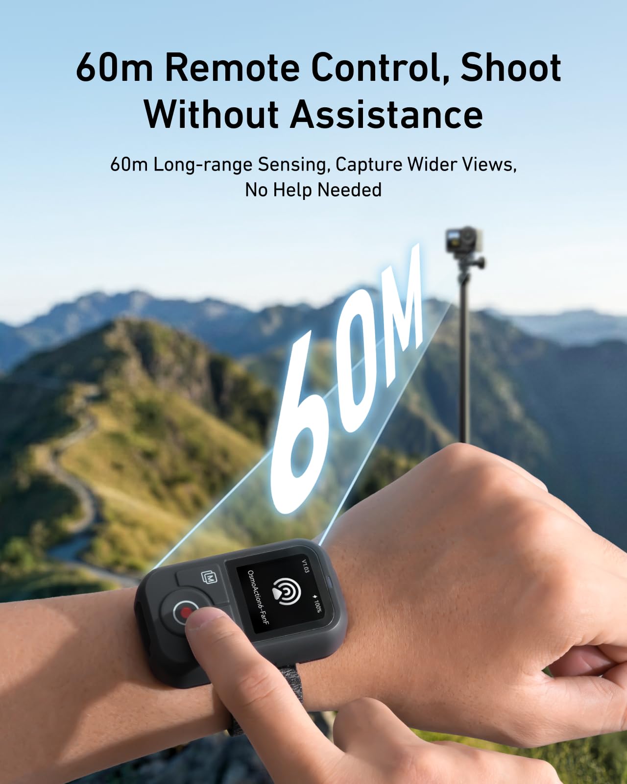 TELESIN T13 Bluetooth-Fernbedienung für DJI Osmo Action 6/5 Pro/4 & Osmo 360, HD-Farbbildschirm drahtlose Kamera-Fernbedienung, 60m Langstrecke, Wasserdicht, 8H-Batterie, Foto-Video Time-Lapse-Steueru