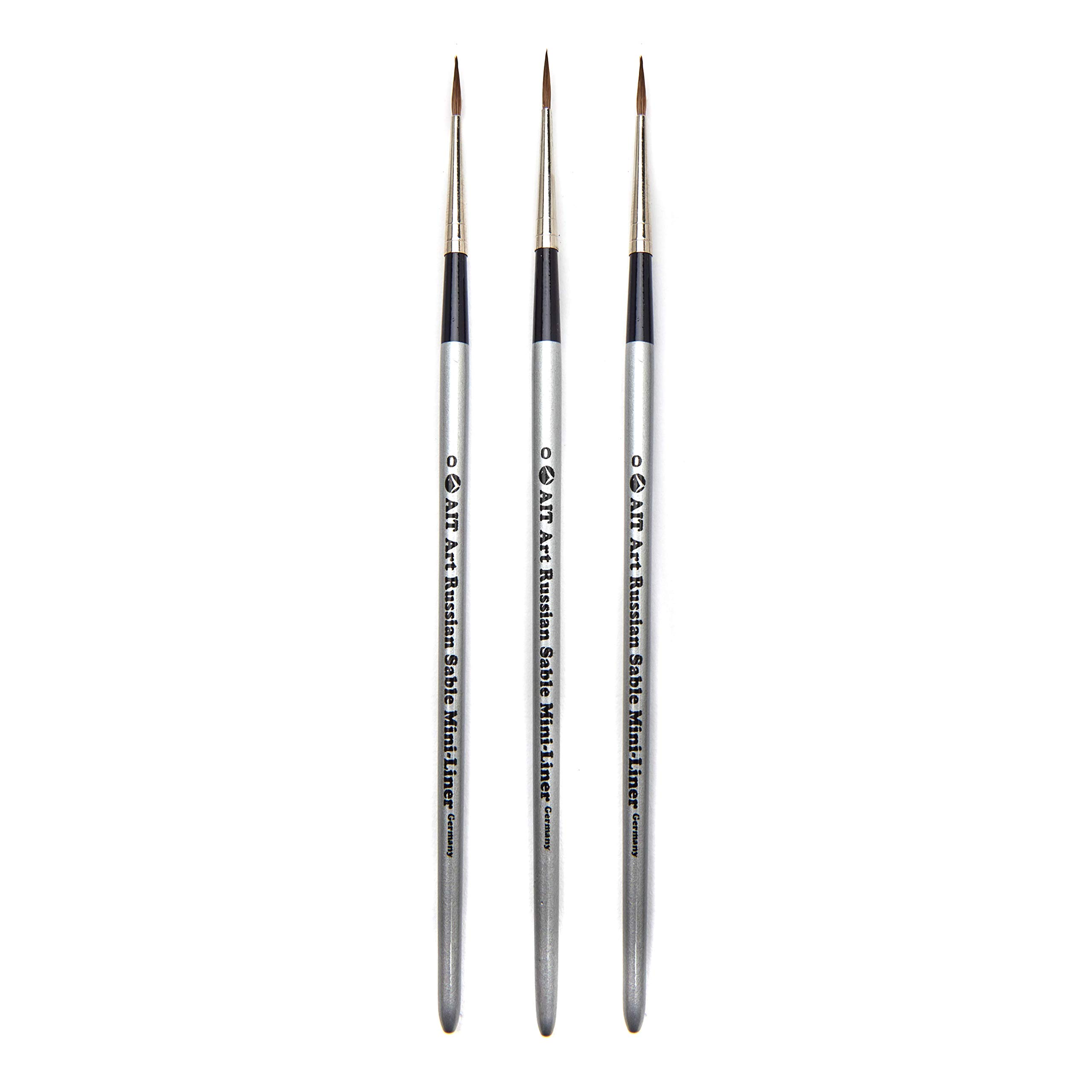Wählen Sie Mini-Liner Detail-Pinsel, 3er-Pack, reines Russisches Rotmarderöl, um Exquisite Details mit Öl, Acryl oder Wasserfarben herzustellen (Größe: 0).