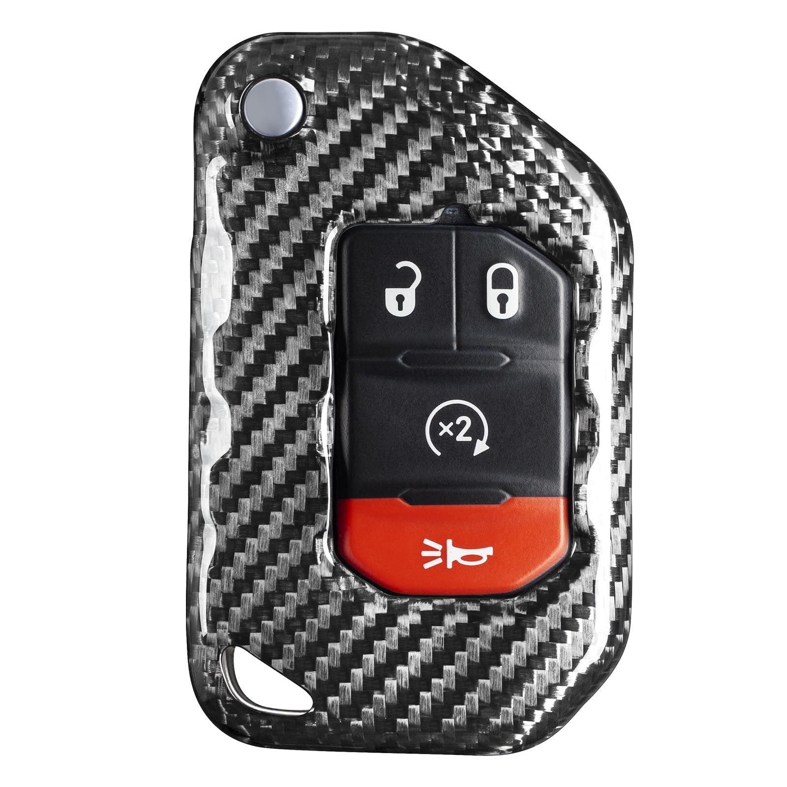 T-carbon for Jeep Key Fob Cover, Real Glass Fiber Key Fob Protector Fits for Jeep Wrangler JL JLU Rubicon Sahara JLU Gladiator JT Remote Control Key Accessories 2018-2022(Silver Black)