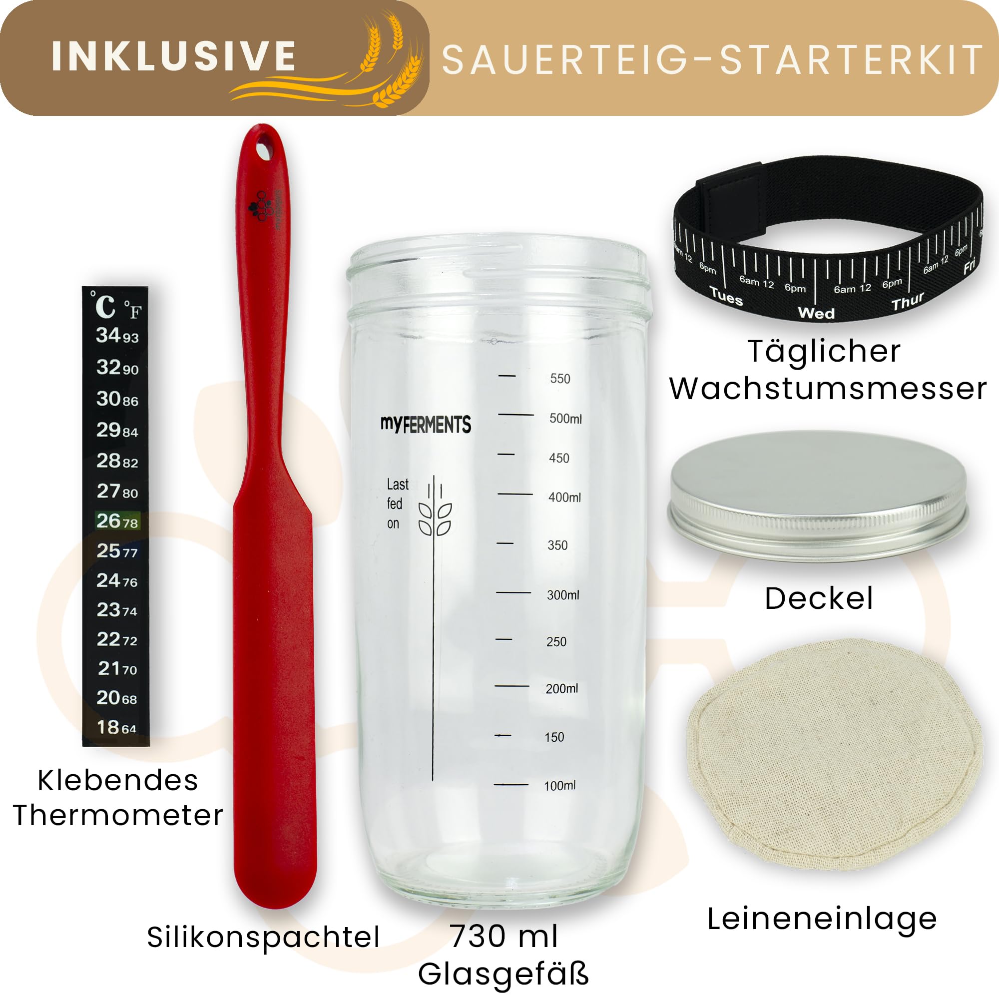 Sauerteig-Starter-Set Komplett Mit Gärkorb, Glas, Waage & Zubehör | Inkl. Rezeptbuch – Perfekt Für Brot-Backen