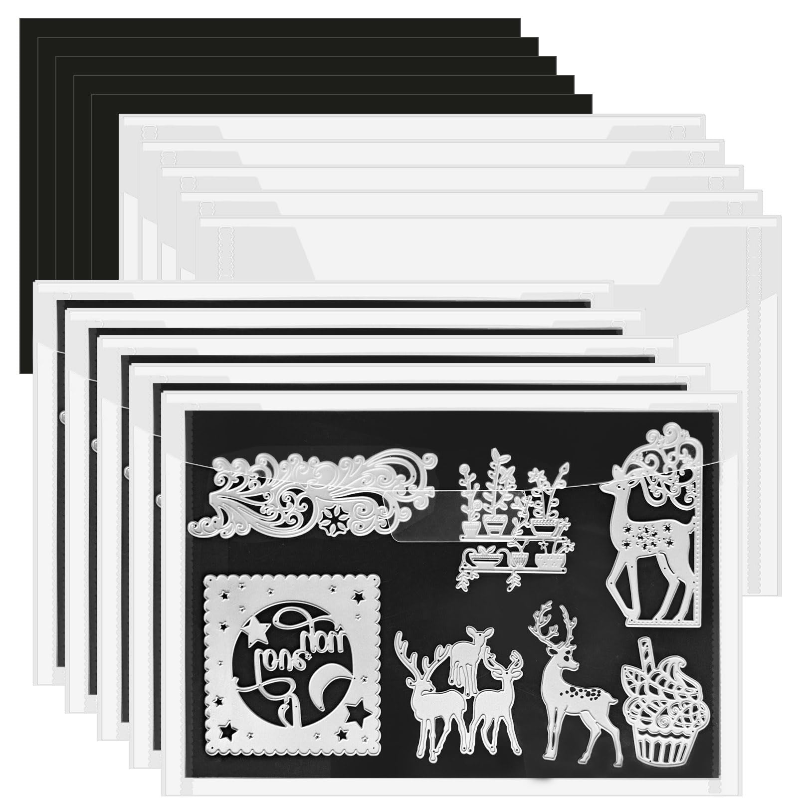 10 PCS 8 x 12 Inch Large Die Cut Storage Envelopes with 1 mm Magnetic Sheets for Dies Storage, Die Storage Envelopes and Magnet Sheets, Stamp and Die Storage Pockets