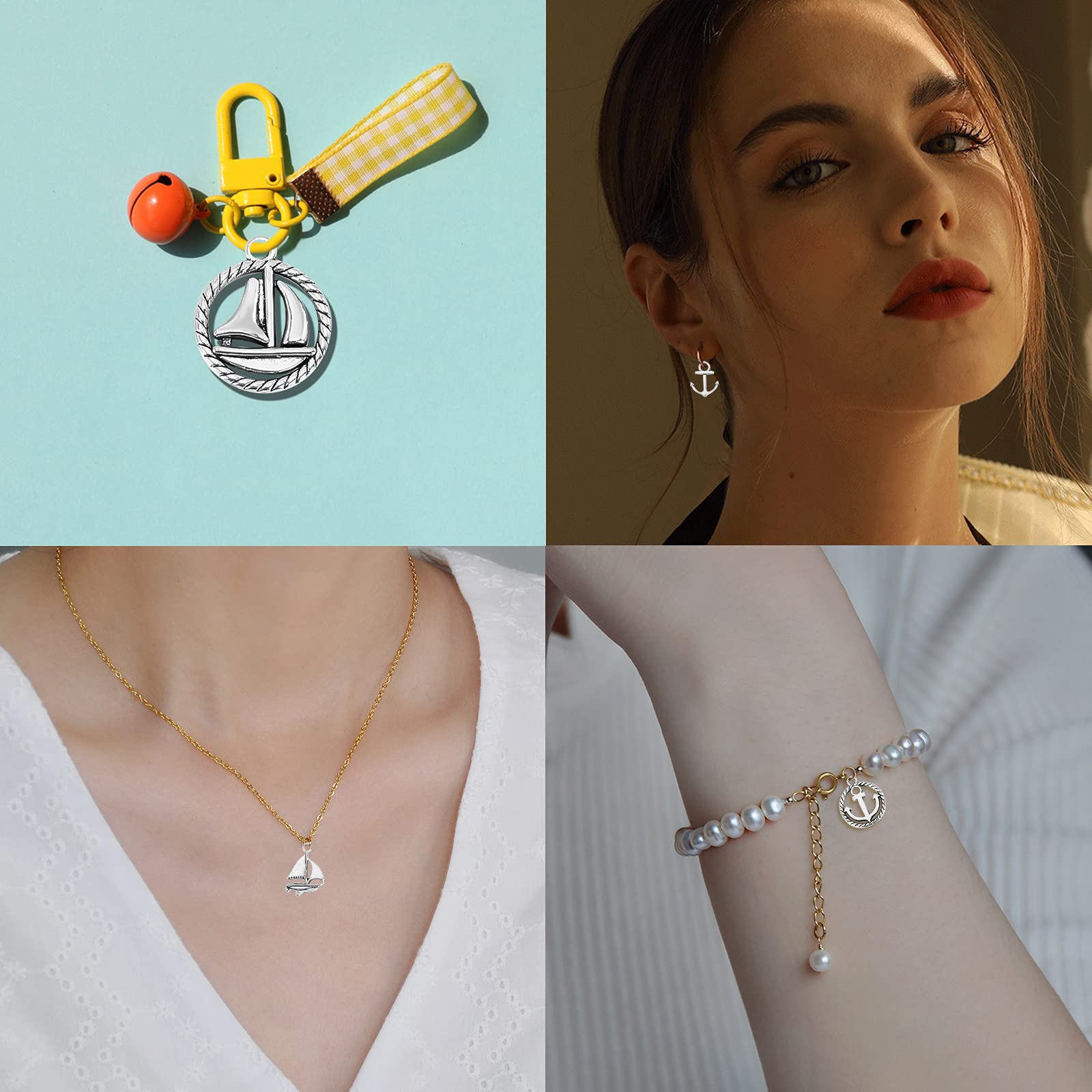 Ciondoli Tema Nave E Oceano In Argento Antico - 60 Pezzi Per Creazioni Artigianali - Foto 9