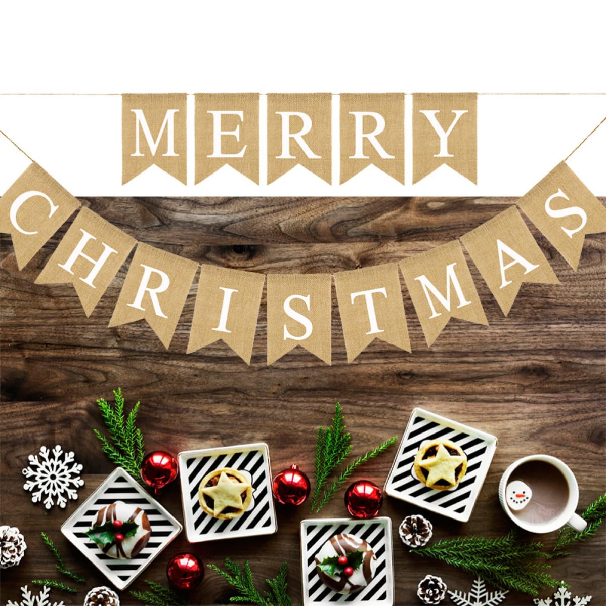 Pancarta Colgante de Lino para Temporada Navideña Letras de Feliz Navidad Adorno Chic y Hermoso para Decoración de Fiesta y Ambiente Interior