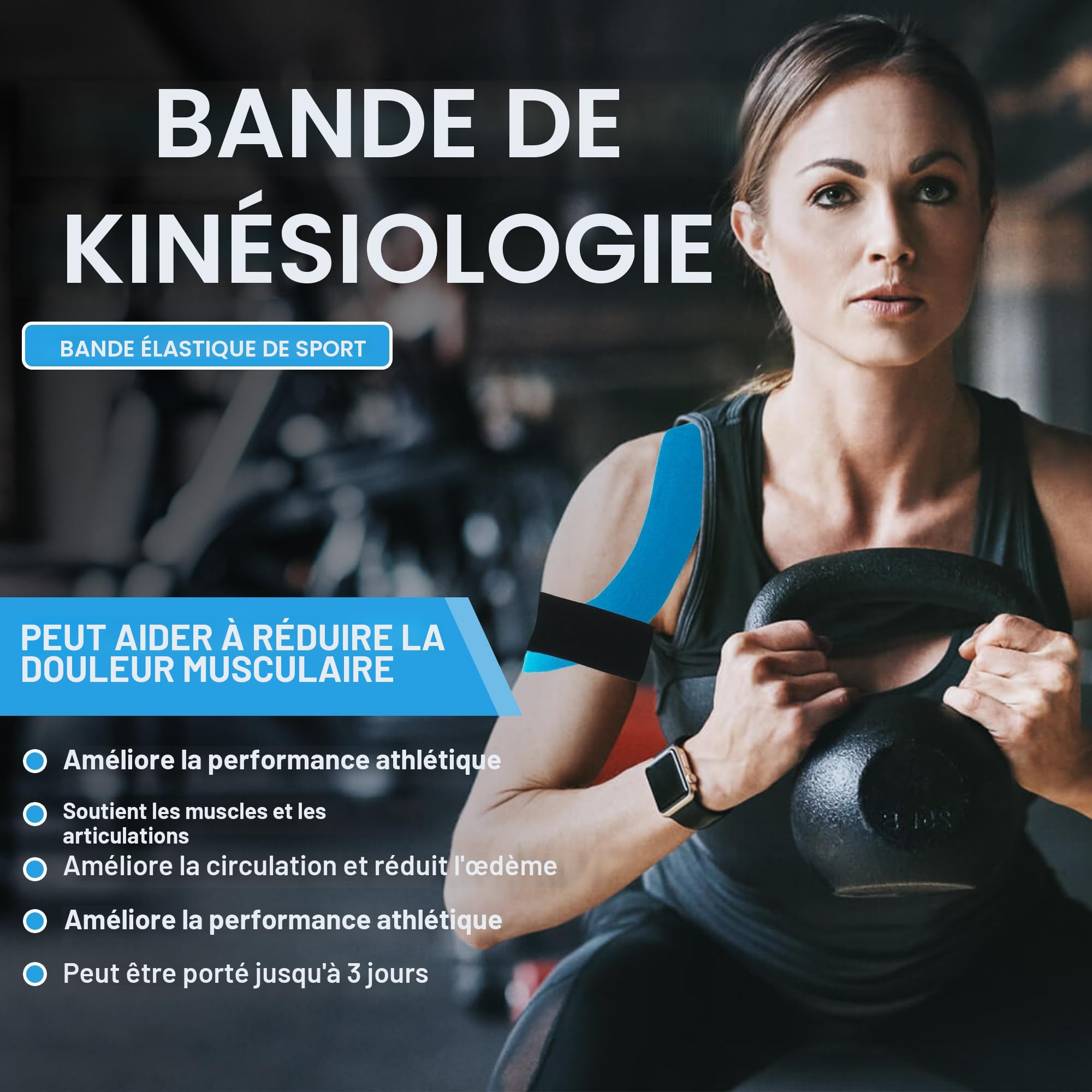 Tape Kinésiologie 6 Rouleaux, Bande Kinesiologie Imperméable K Tape Pour la Récupération des Muscles Blessés & Soutien Articulaire, Strap Sport 5cm x 5m Par Rouleau