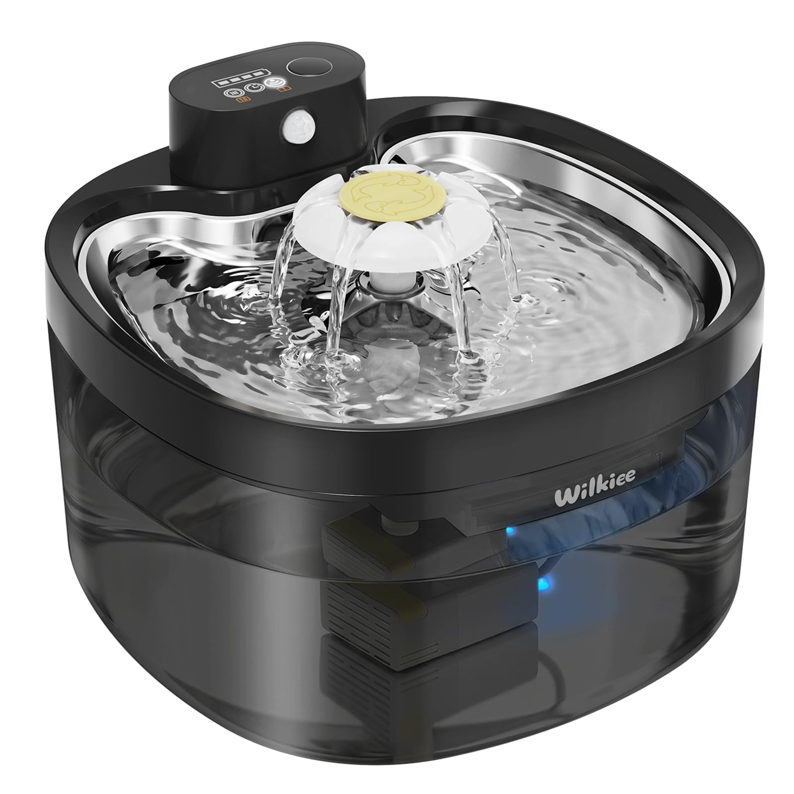 Wireless Cat Water Fountain For Drinking,2.8L,3 Filters,Transparent black