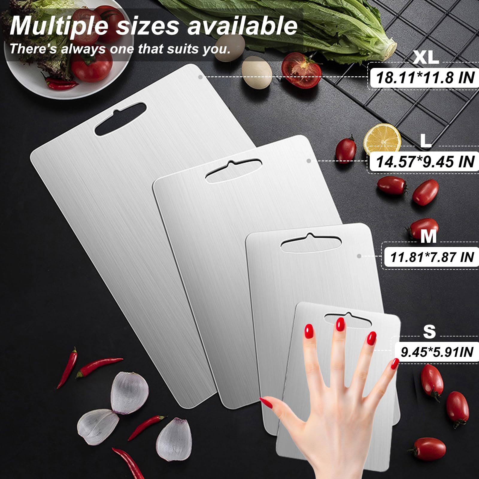 Tagliere In Titanio Puro 100% Per Alimenti - 35,5 X 25,4 Cm - Doppio Lato Per Carne E Verdura - Lavabile In Lavastoviglie, Anti Batterico, Anti Odore