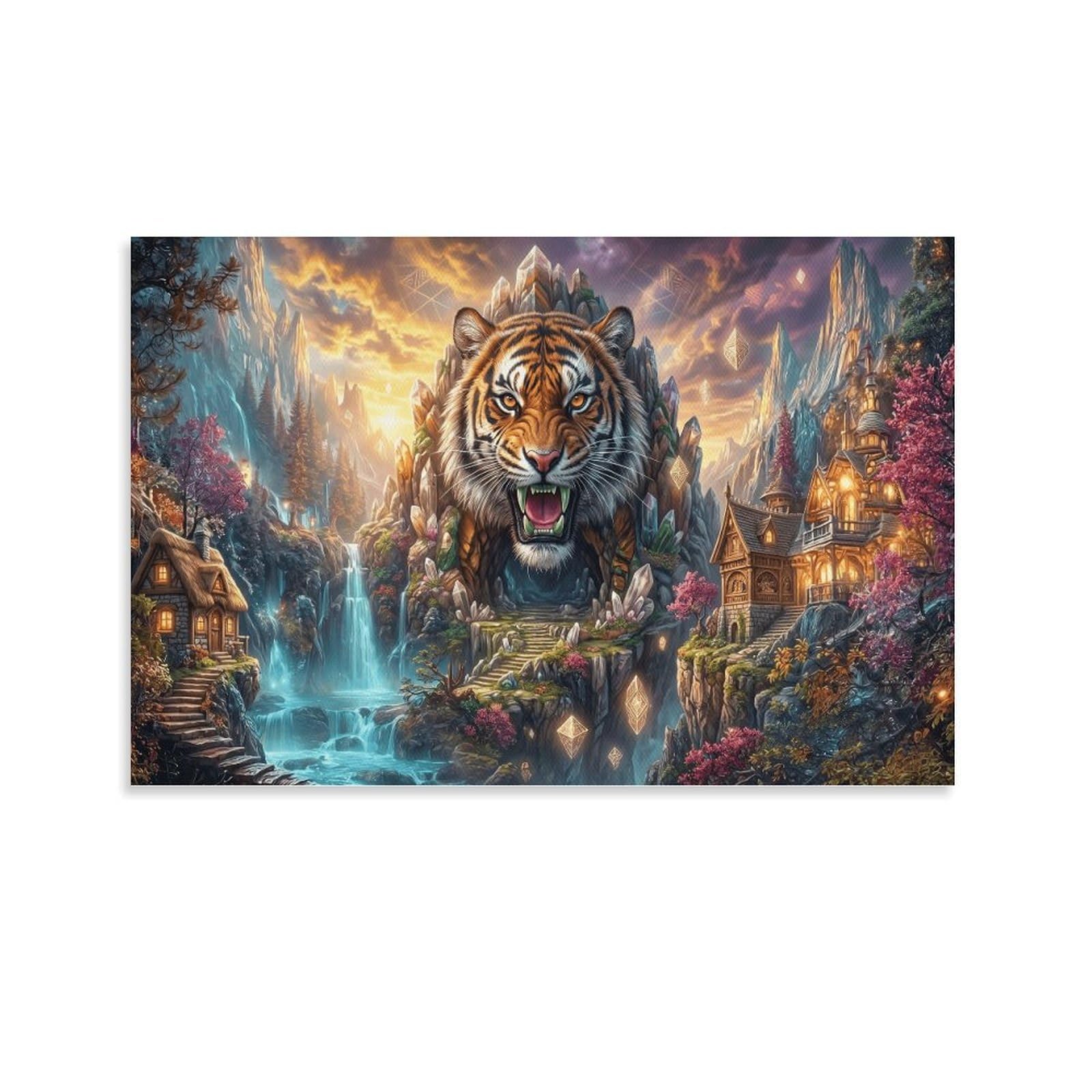 XPASHIQWC Tiger Poster Artwork Sunset Canyon Forest Canvas Prints Picture Modern Wall Art Picture Wall Hanging for Home Decorations 24x36inch(60x90cm)