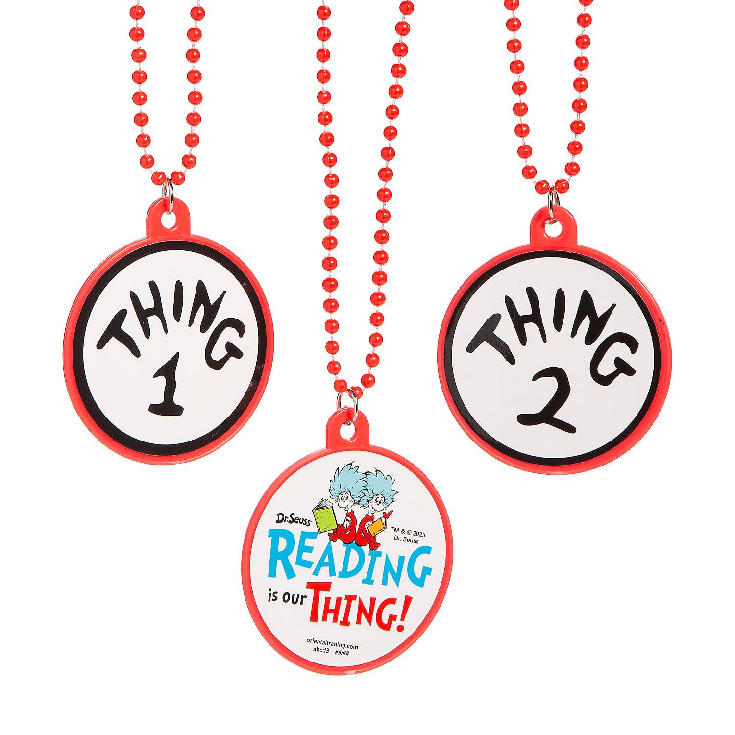 Dr. Seuss Thing 1 & Thing 2 Bead Necklaces - 12 Pc.