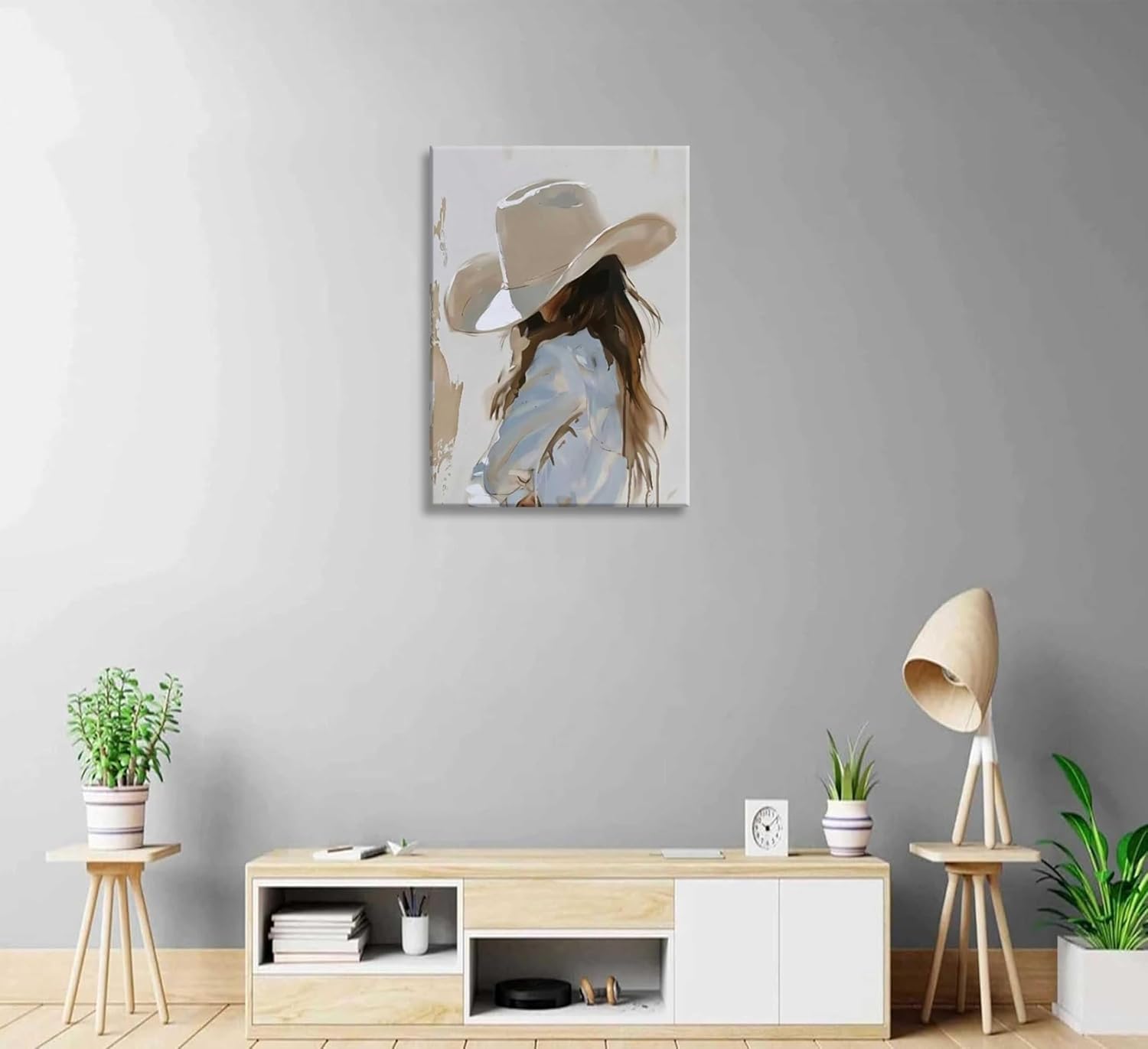 Paint by Number Kit for Adults & Western Style Fans, Abstract Cowgirl with Cowboy Hat Art 16x20 Inch Framed, DIY Acrylic Painting Kit with Brushes & Paints, Rustic Home Decor