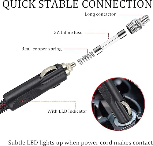Miniatura 5 de Cable adaptador XT60 a encendedor de cigarrillos, 16AWG XT60 hembra a encendedor de cigarrillos, cable de carga macho para dispositivo de carga de