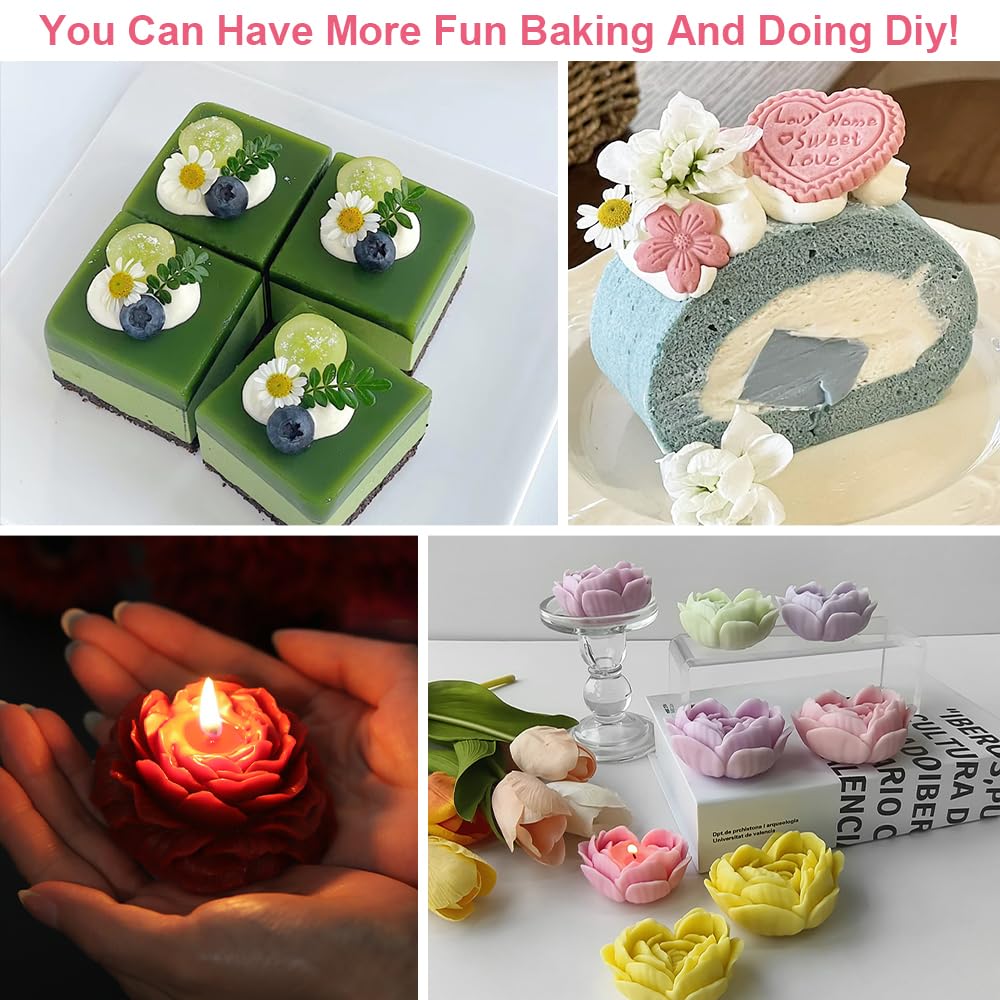 6 Stampi Per Candele E Sapone A Forma Di Fiore - In Silicone Alimentare - Foto 10