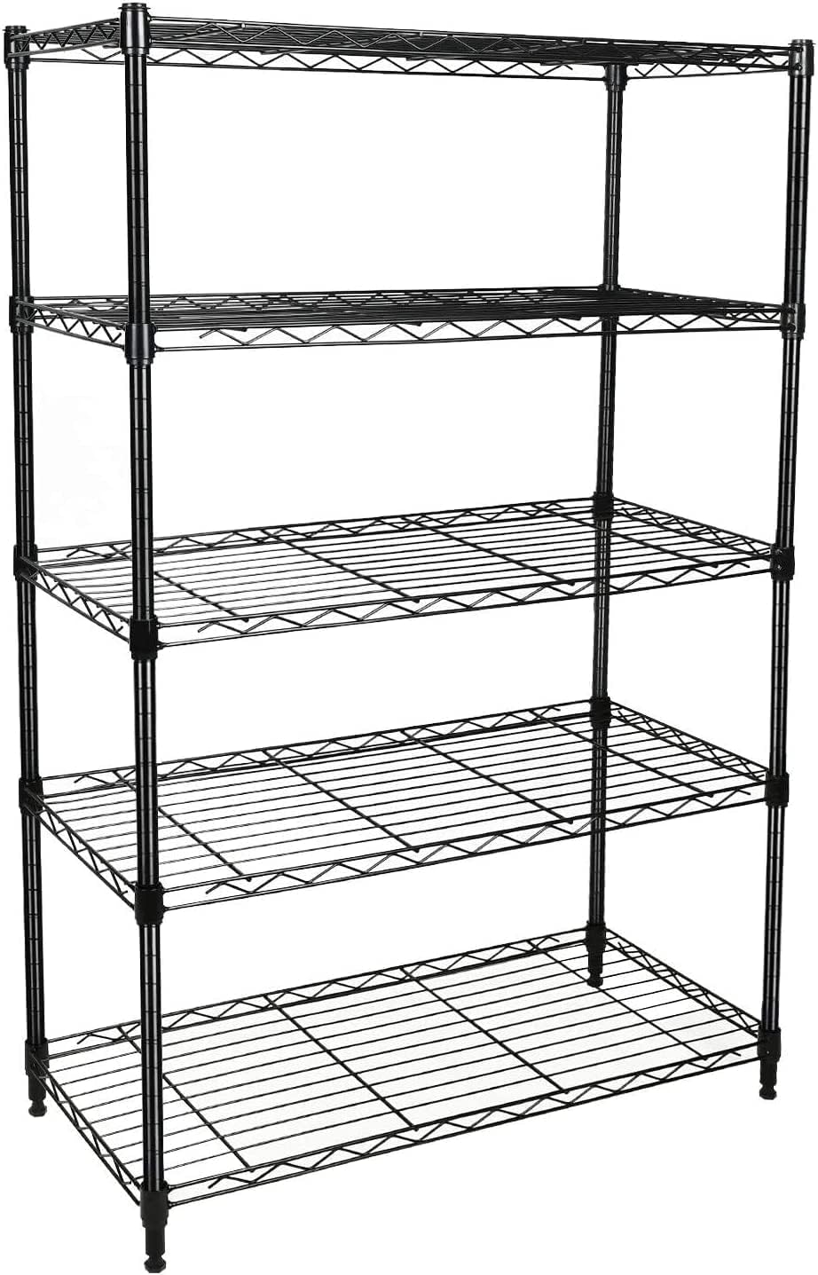 Simple Deluxe Heavy Duty 5-Shelf Shelving Unit, 29.92" D x 13.98" W x 62.99" H, 5 Tier, Black