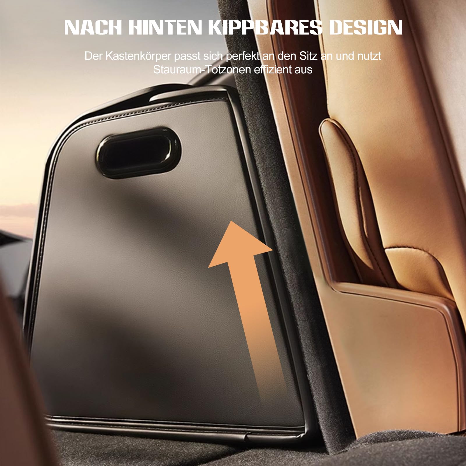 Ergocar Kofferraum Organizer, PU-Leder Autotasche Auto Kofferraum Box mit Deckel, Zusammenklappbarer Aufbewahrungsbox mit Fächern, Wasserfeste Langlebig, Rutschfester Boden, 180° Öffnung