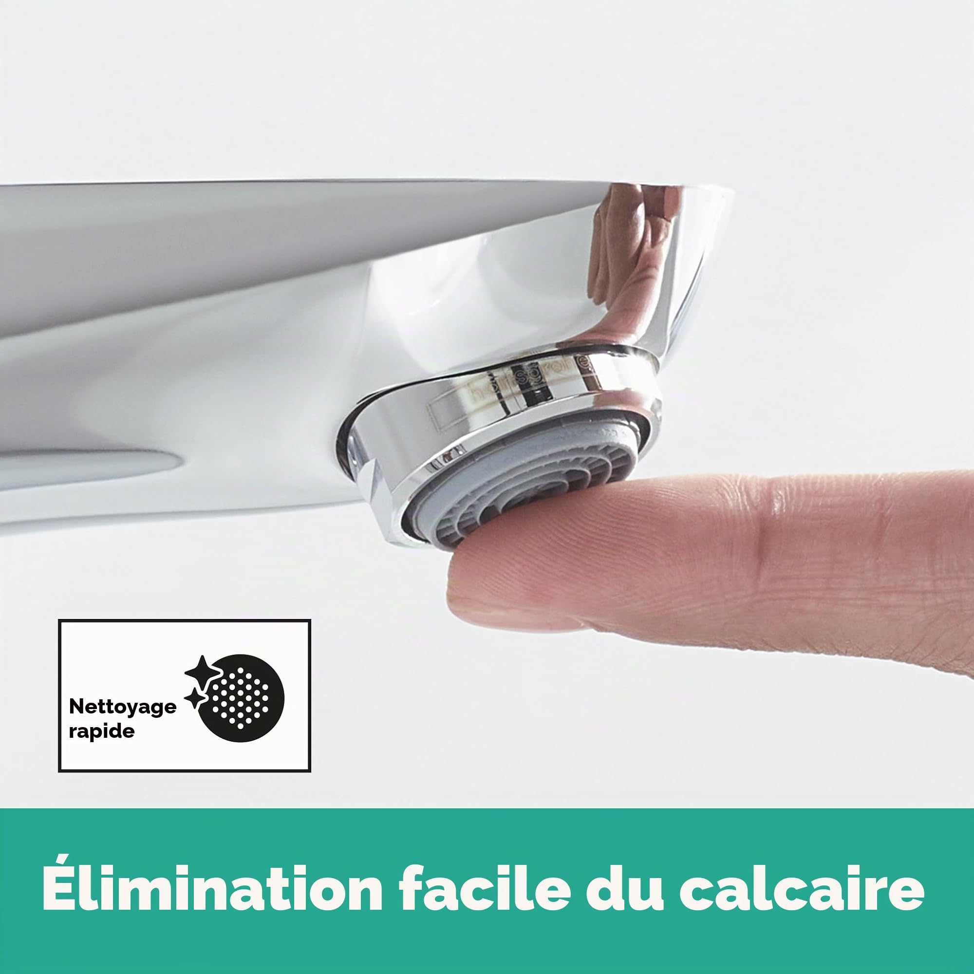 hansgrohe Focus - Mitigeur de lavabo avec tirette et vidage, Robinet de salle de bain avec hauteur sous bec 100 mm, économie d'eau (EcoSmart), Chromé