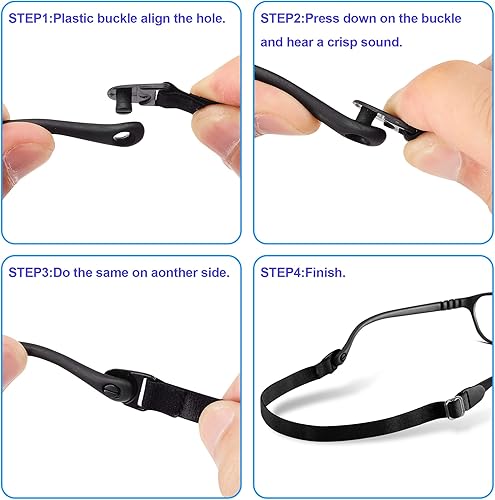 Miniatura 5 de lvvfit Correa ajustable para lentes para niños, correa elástica para gafas deportivas, para niños pequeños, niños y niñas (4 unidades, azul)