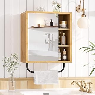 AmazerBath Bathroom Medicine Cabinet with Mirror, Bamboo Medicine Cabine...