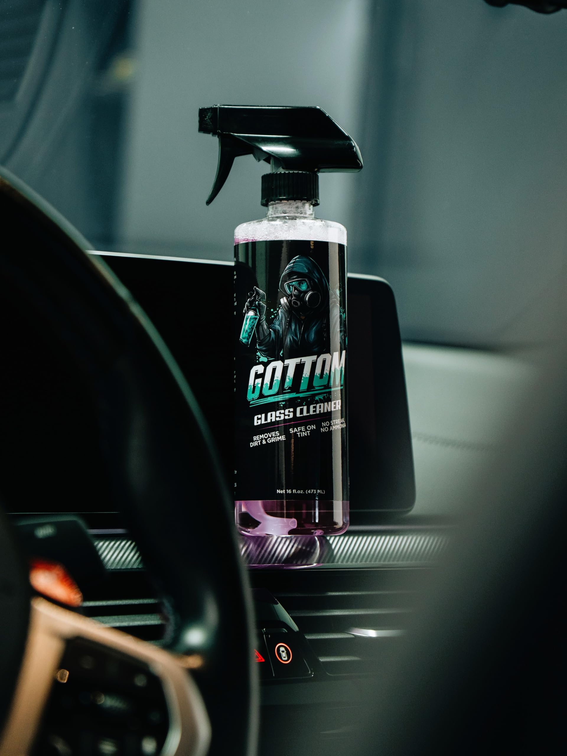 Gottom Glass Cleaner Spray – 16oz, Ammonia Free, Streak-Free Window & Glass Cleaner, Safe on Tint – Perfect for Mirrors, Windows, & Glass Surfaces – Effective Dirt & Grime Remover
