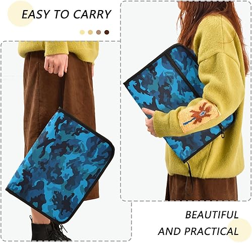 Miniatura 4 de Carpeta de archivo expansible de camuflaje militar, azul oscuro, cian, negro, camuflaje, carpeta de archivo de acordeón tamaño carta A4, bolsillos