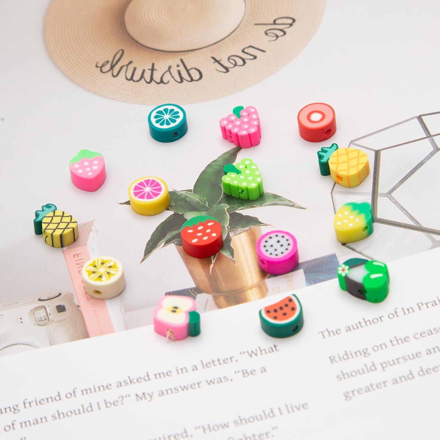 200pcs Mixed Fruit Beads for Jewelry Making,Polymer Clay Beads,DIY Bracelet Necklace Jewelry Making Crafts (Fruit) - Image 5