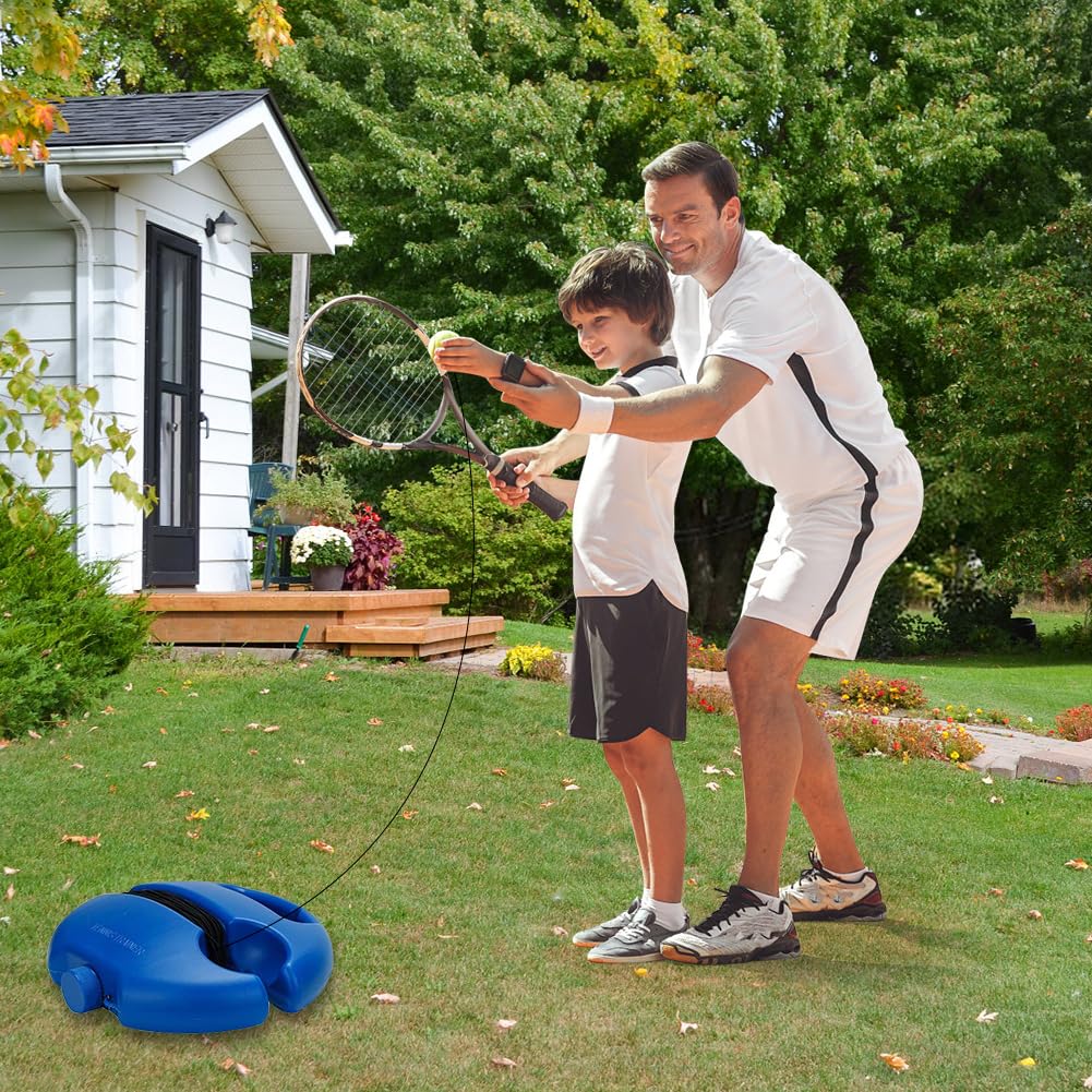 Tennis Trainer rotondo con 3 palline da tennis, per esterni, tennis, allenamento singolo, innovativo gioco di palla per bambini, adulti nel parco giardino