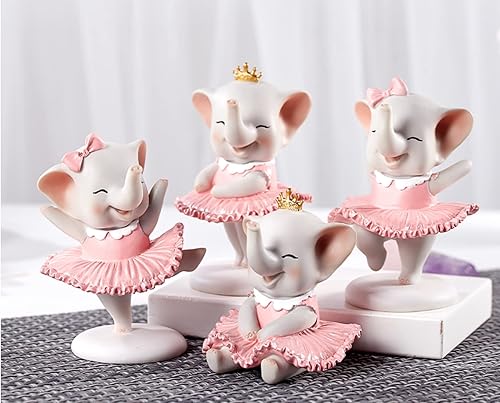 Miniatura 9 de Comfy Hour Figura de vestido rosa de elefante bailarín de 5 pulgadas, decoración de pastel de elefante, estatua coleccionable, decoración de
