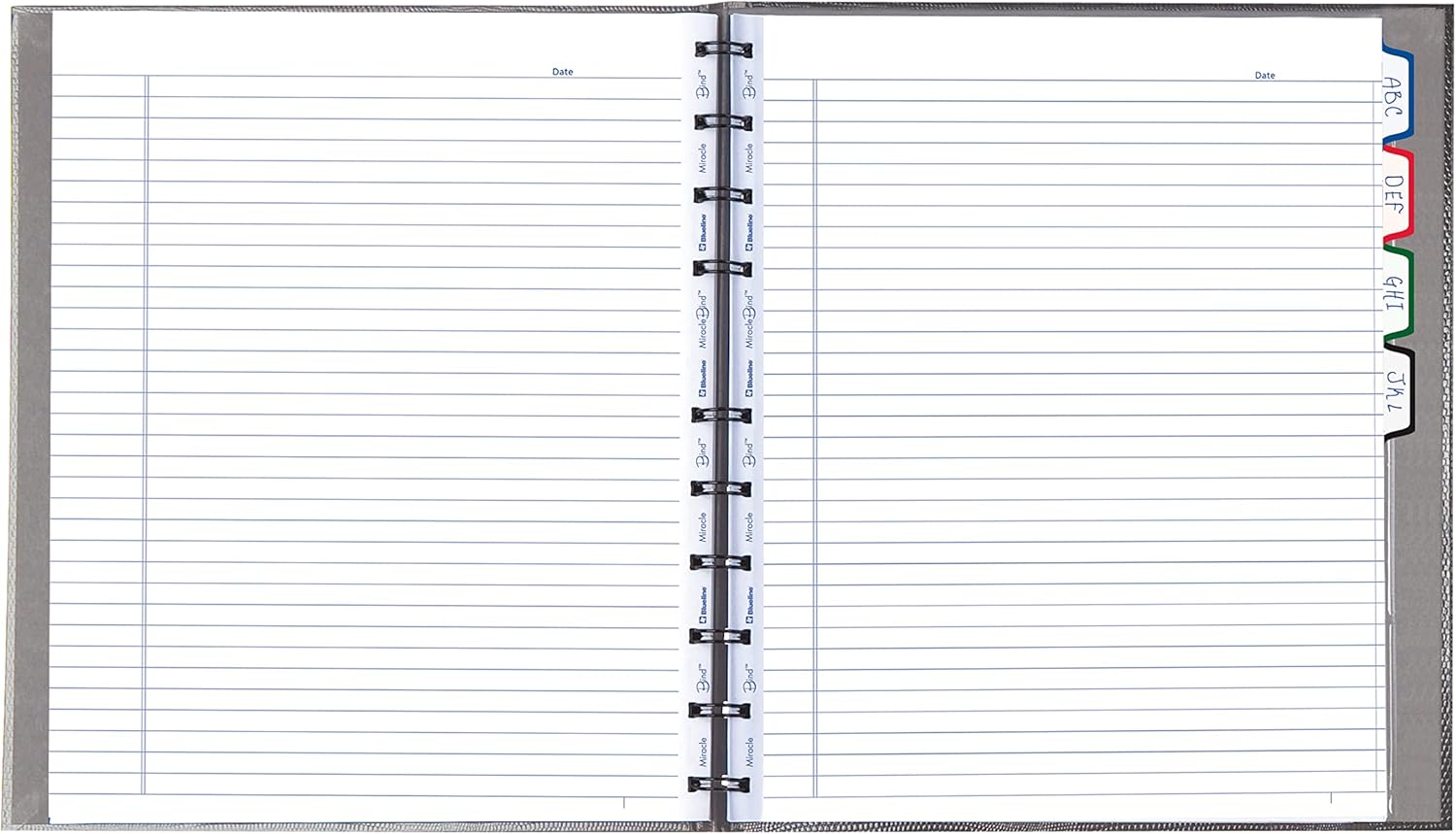 Blueline MiracleBind™ Notebook, Refillable, Lizard-Like Hard Cover, 11" x 9-1/16", 150 Ruled Pages, Cool Grey (AF11150.97)