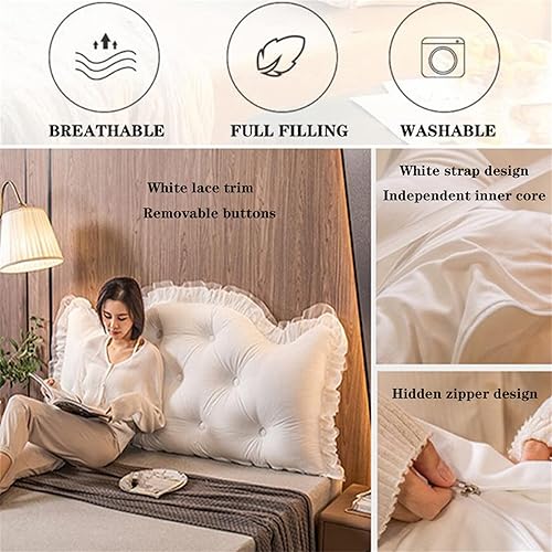 Miniatura 2 de ZZYK Almohada para cabecero, tamaño matrimonial, King, Queen, individual, grande, almohada de lectura, respaldo, almohada de apoyo de