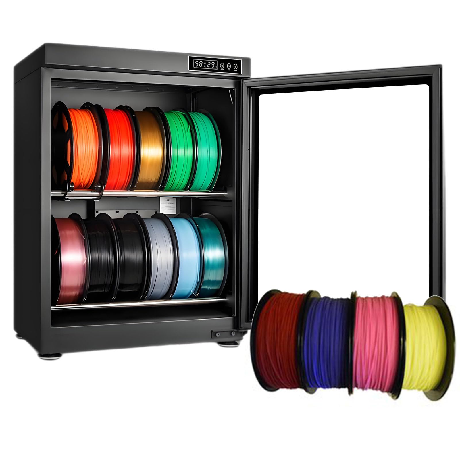 ExoticaBlend 3D Printer Filament Dryer Box,3D Printer Filament Storage Box,Humidity Range RH15%-RH60%,Compatible with Nylon, PLA, PETG, ABS,for 10-12/15-21 Rolls 70L