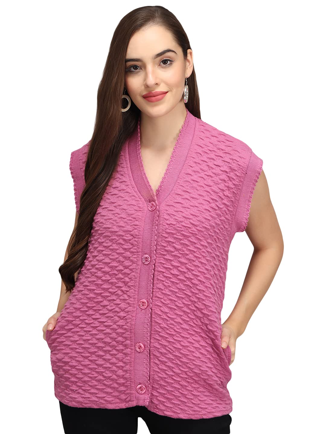 ekools Women's Winterwear Woolen Sleeveless Sweaters (with Side Pockets)-picture-20