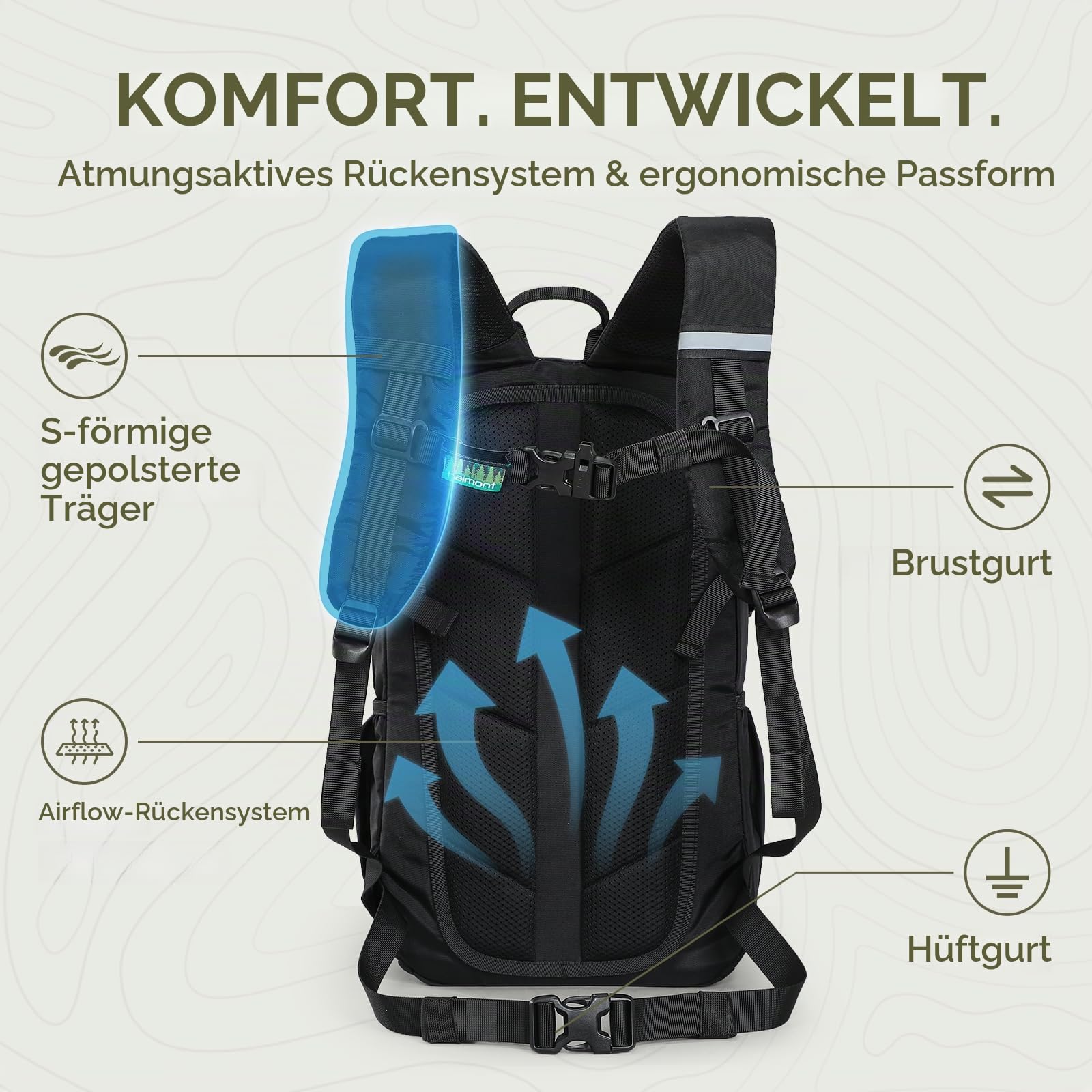 Haimont 15L Wanderrucksack - Ultraleichter Tagesrucksack für Herren & Damen, Wasserabweisender Daypack für Reisen & Trekking