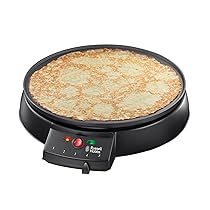 Russell Hobbs Padella Crepes, Crepiera, Crepes, Piastra Antiaderente, Temperatura Regolabile, 1000 W, Spatola E Accessorio Crepes Inclusi, Acciaio Inox, 20920-56