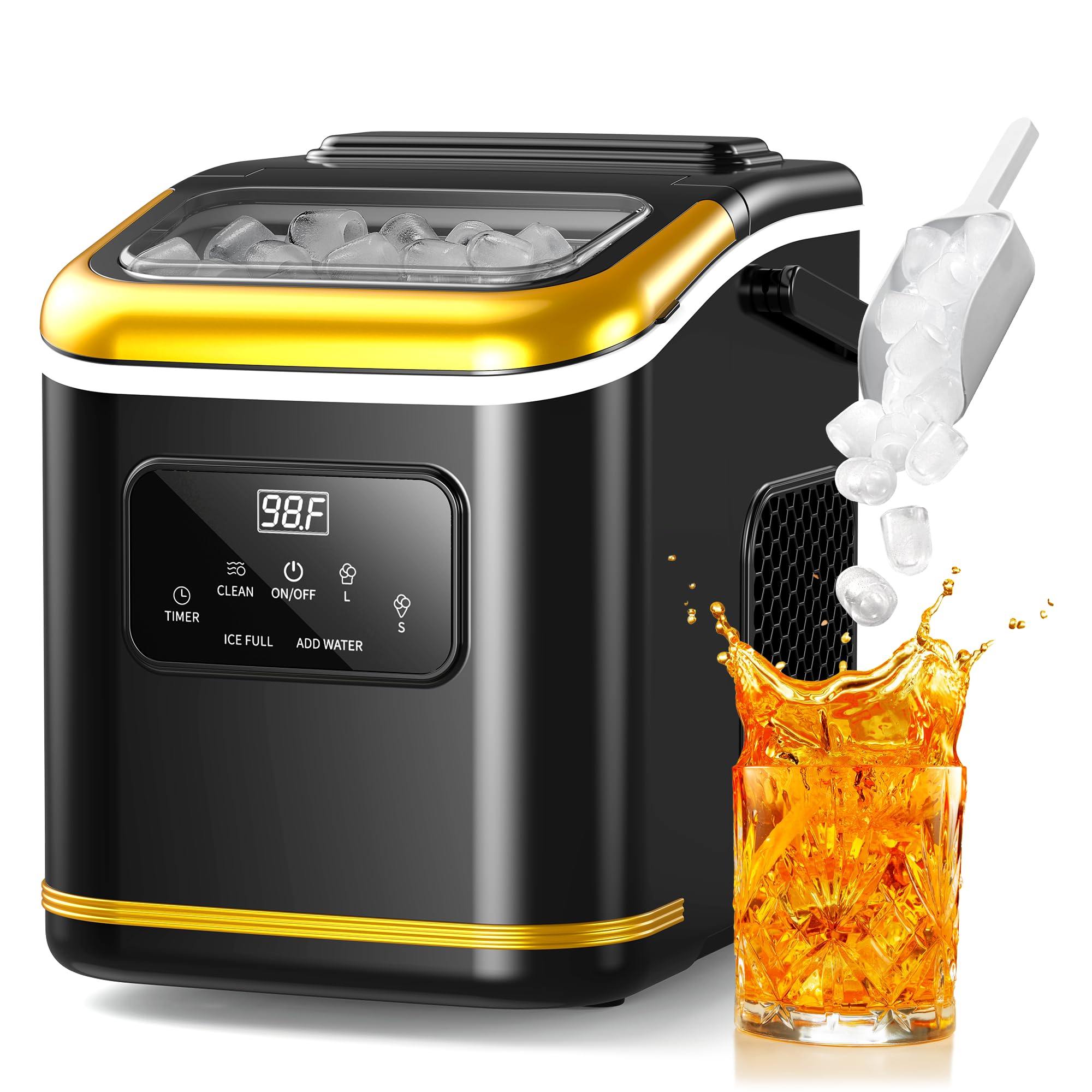 COWSAR Ice Maker with dimensions showing its compact size