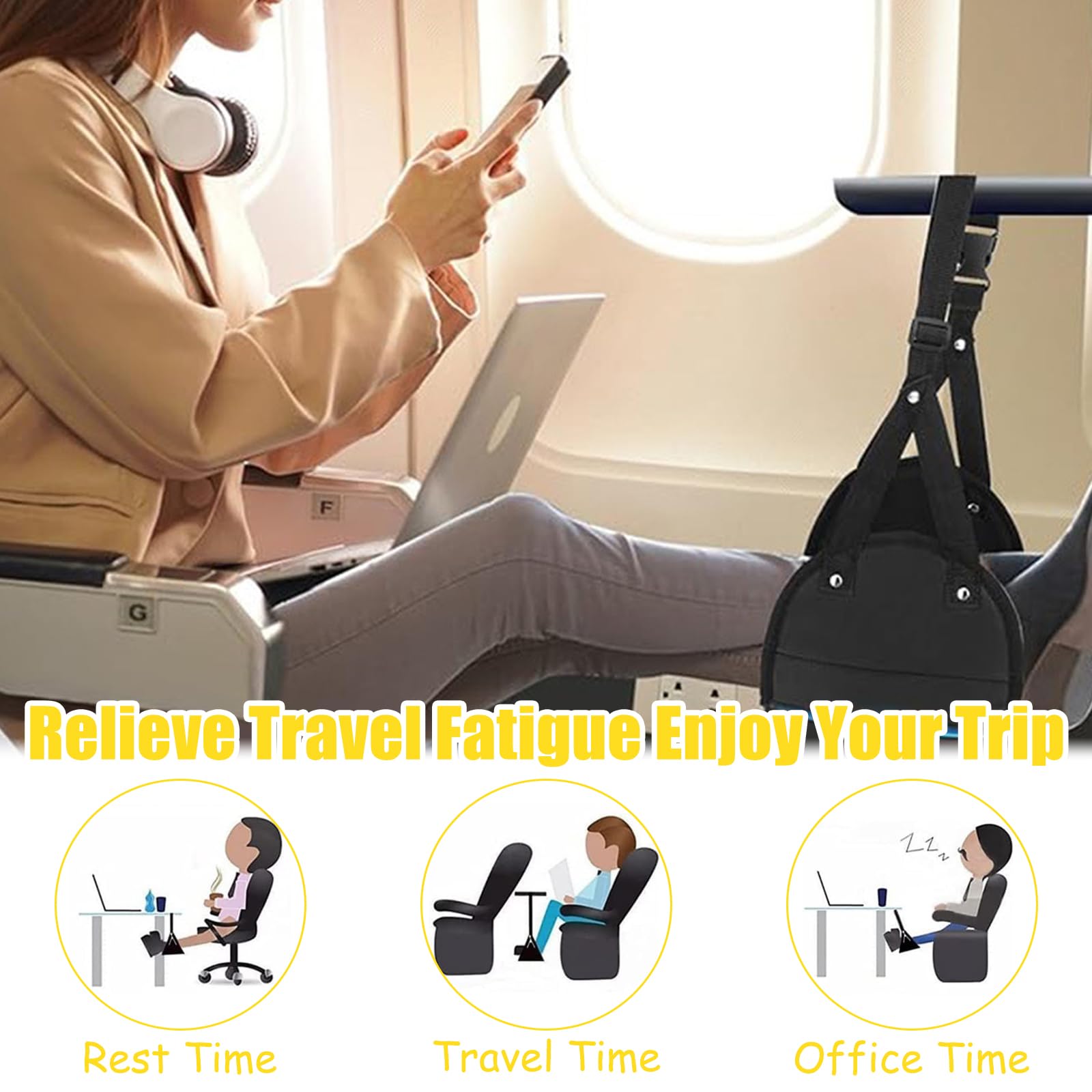 2 Amache Poggiapiedi Per Aereo/Treno - Pieghevoli E Portatili, Nero E Rosa - Foto 3