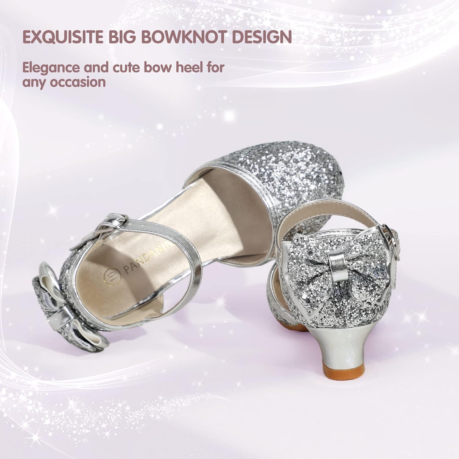 PANDANINJIA Wendy Girls Heels Dress Shoes Flower Girl Mary Jane Sandals Wedding Party Princess Shoes for Toddler Little Kid Big Kid - Image 5