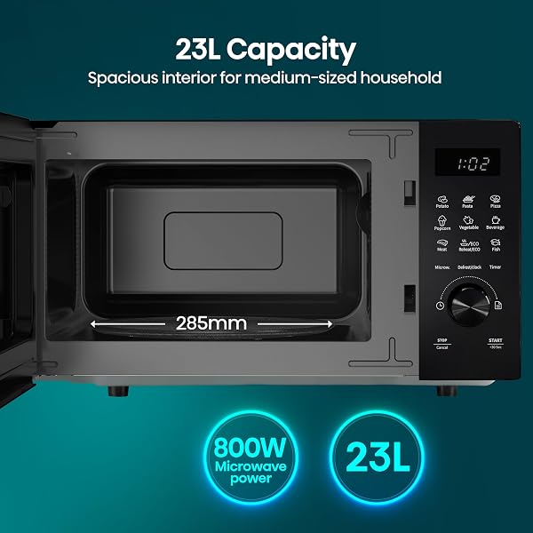 Hisense H23MOBSD1HUK 23 Litre 800W electronic Microwave with Auto Defrost, Digital Display, Smart Cook, Multi level cooking and Easy Clean- Black - 5