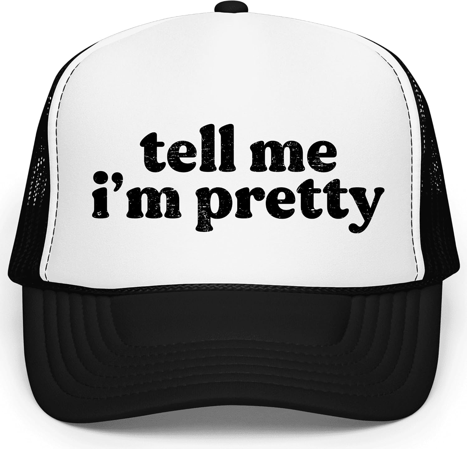 Tell Me I'm Pretty Women and Teens Classic 5 Panel Mesh Snap Back Trucker Hat