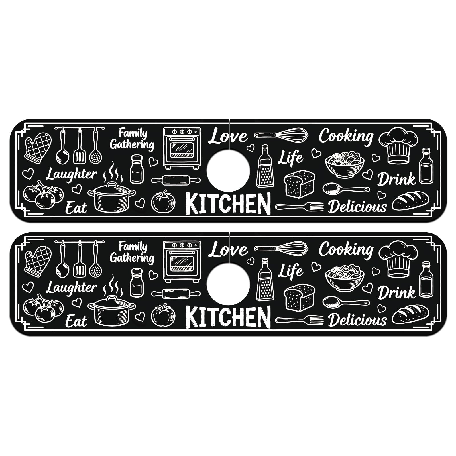 CONCHLERY 2 Pcs Faucet Mat Graffiti Digital Painting 23.6x5.5 Inch — image 1