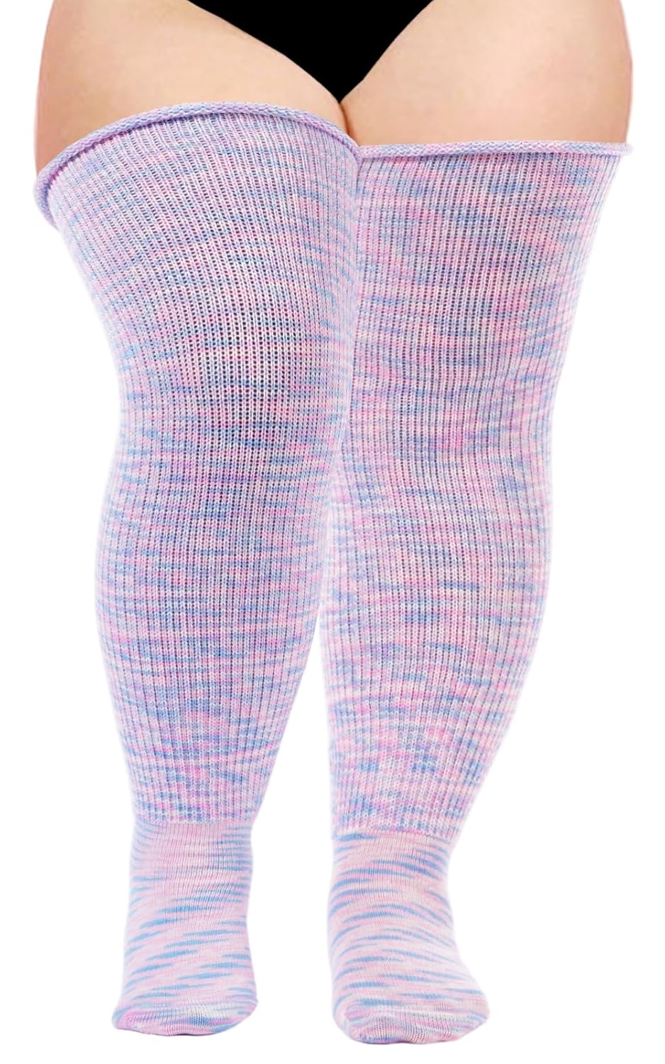 Moon Wood Women Plus Size Thigh High Socks for Thick Thighs Extra Long Tie Dye Over the Knee
