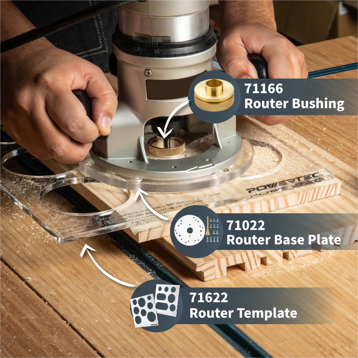 Snapklik.com : POWERTEC Router Guide Bushing Solid Brass 5/8
