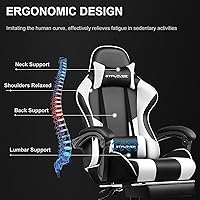Vista 4 de GTPLAYER Gaming Chair, Computer Chair with Footrest and Lumbar Support, Height Adjustable Game Chair with 360°-Swivel Seat and Headrest and for
