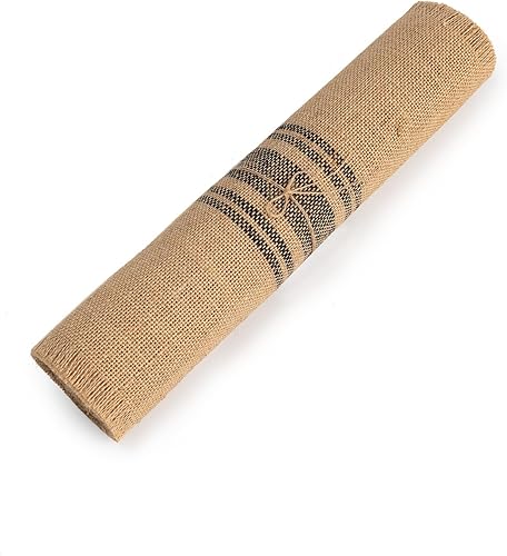 Miniatura 3 de homefsn Camino de mesa de arpillera (rayas medias negras, 14 x 60 pulgadas)