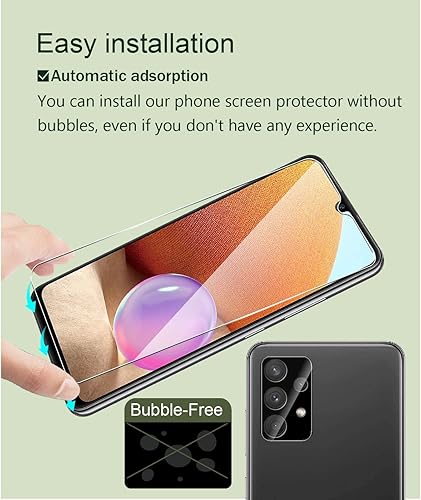 Miniatura 7 de JCJCLY Paquete de 3 + 2 protector de pantalla para Samsung Galaxy A32 5G  M32 5G (no compatible con A32 4G y M32 4G). Paquete de 3 protectores de