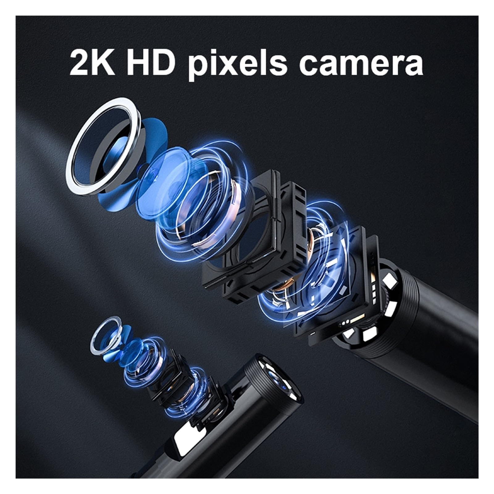 Kamera inspekcyjna endoskopu 2MP 8mm WIFI Pojedynczy Podwójny Obiektyw WIFI Kamera Endoskopowa CMOS Boroskop Inspekcyjny Otoskop Cyfrowy Mikroskop(5m,Dual Lens)