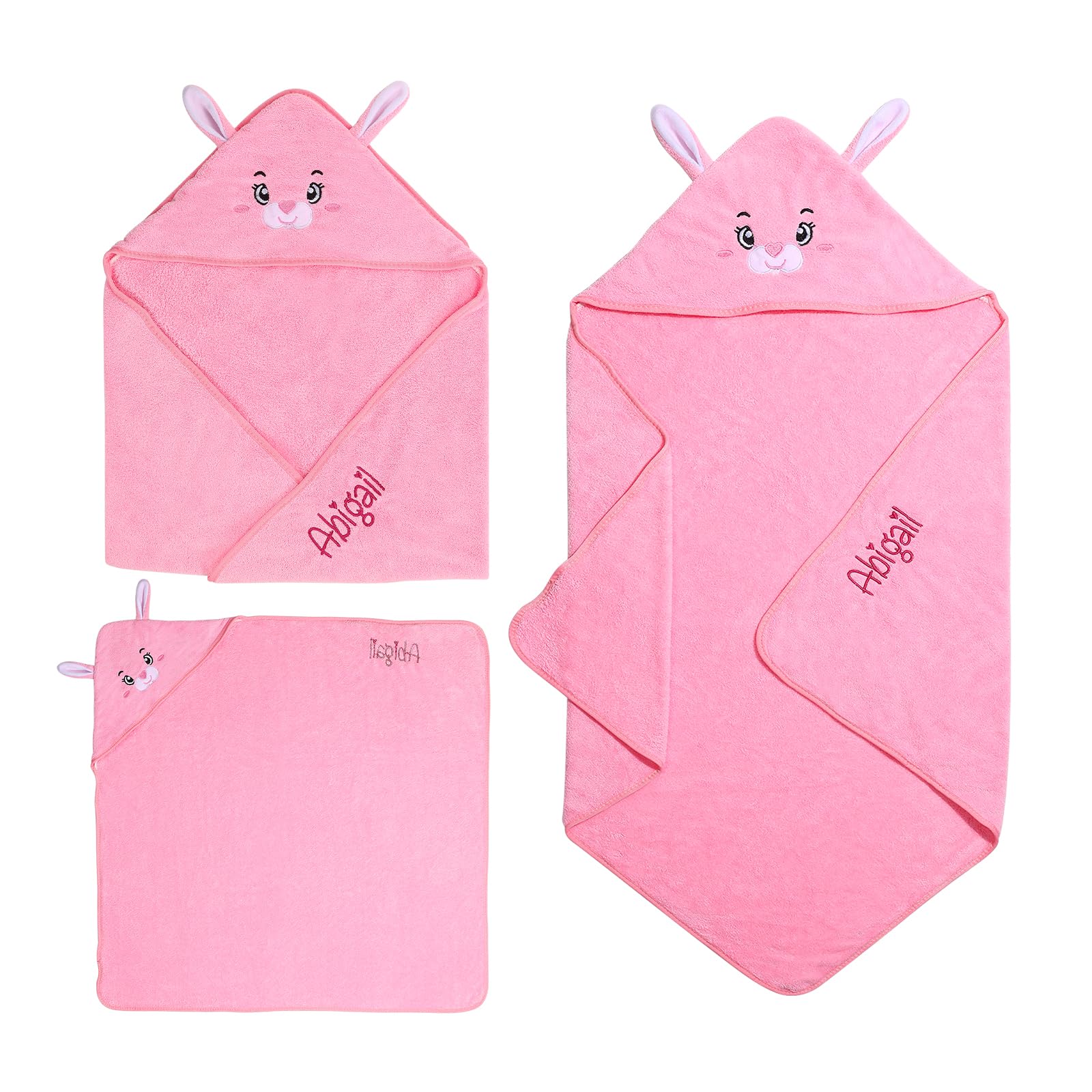 Accappatoio Neonato Personalizzato con Nome Asciugamano Neonato Bagnetto con Cappuccio Morbido e Confortevole per Bambina Regalo Neonata Femmina, Nascita Bimba (Rosa)