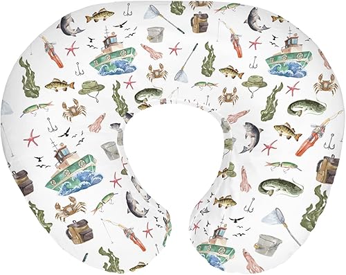Gone Fishing - Fundas de almohada de lactancia para niños y niñas, botes oceánicos, peces, cangrejos, algas marinas, almohada de lactancia para disponible en Yaxa Colombia