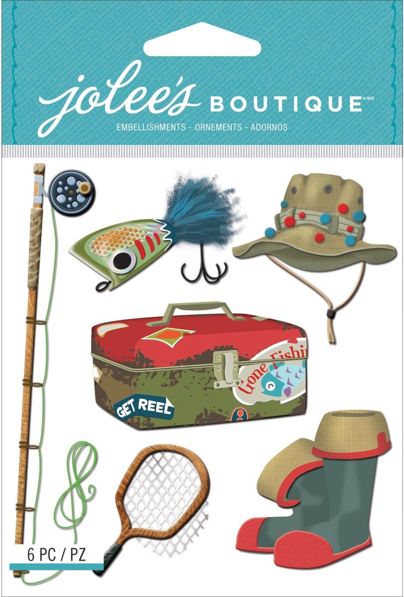 Jolee’s Boutique Dimensional Fishing Stickers – Multidimensional 3D Scrapbook Embellishments for Fishing Trips and Outdoor Crafts