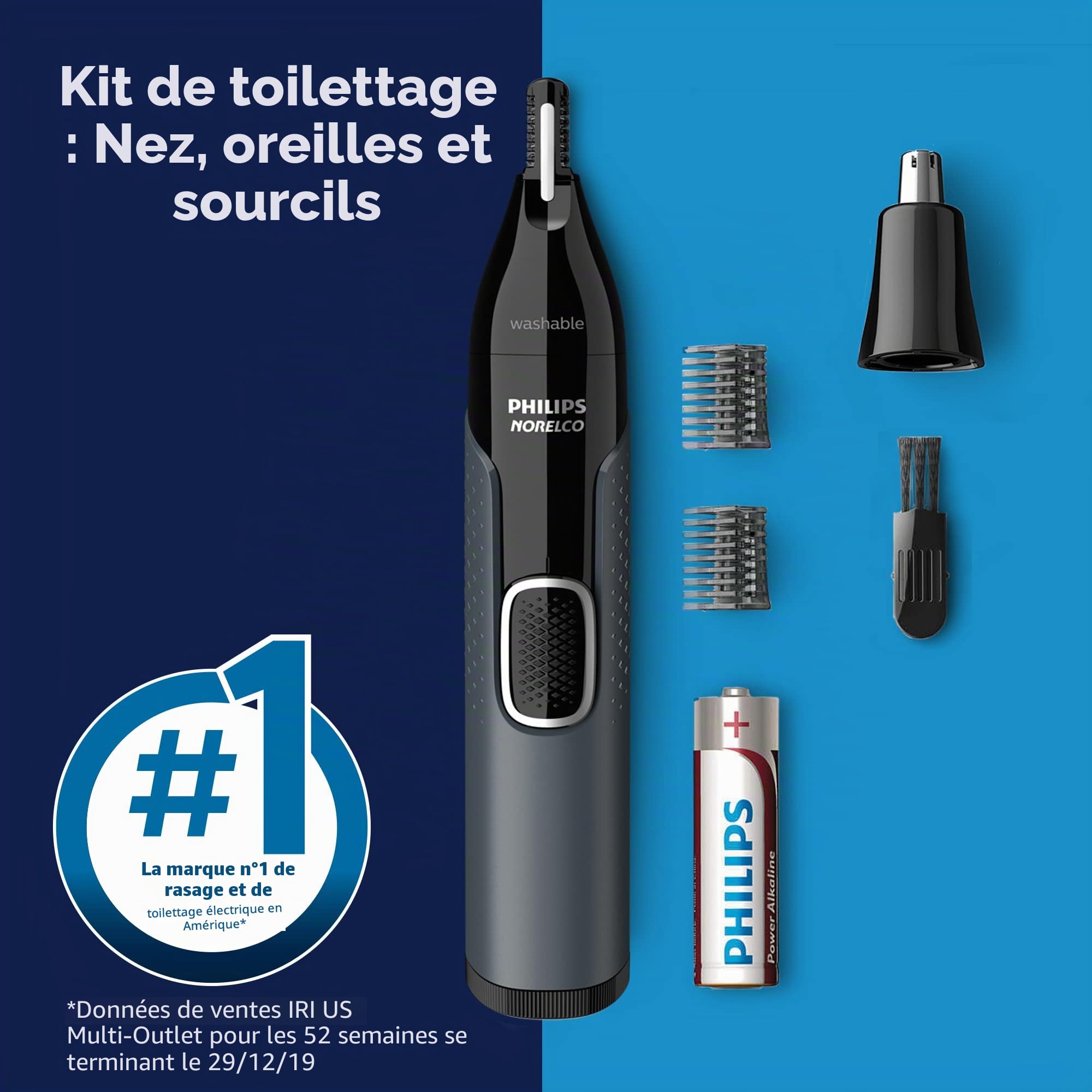 Norelco Philips NT3600/62 Tondeuse nez 3000 pour nez, oreilles, sourcils