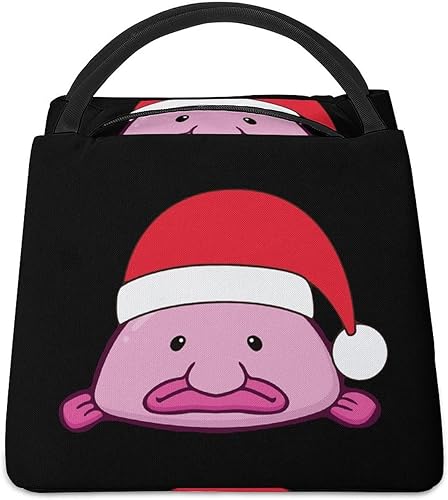 Divertida bolsa de almuerzo térmica con aislamiento térmico de Santa Blobfish para hombres y mujeres, trabajo, picnic y viajes